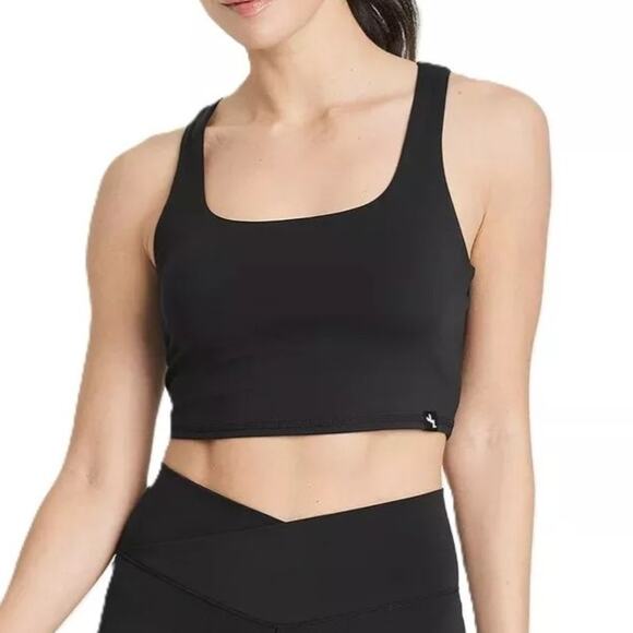 NWT JoyLab Mesh Back Square Neck Longline Sports Bra Black Women's Size Medium - Picture 1 of 7